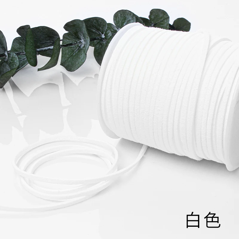 חוט עור פאו סוודה, מיתר עור שטוח באורך 49 יארד ליצירת תכשיטים, רצועות עור חוט קטיפה לשרשרת, צמיד, חרוזים