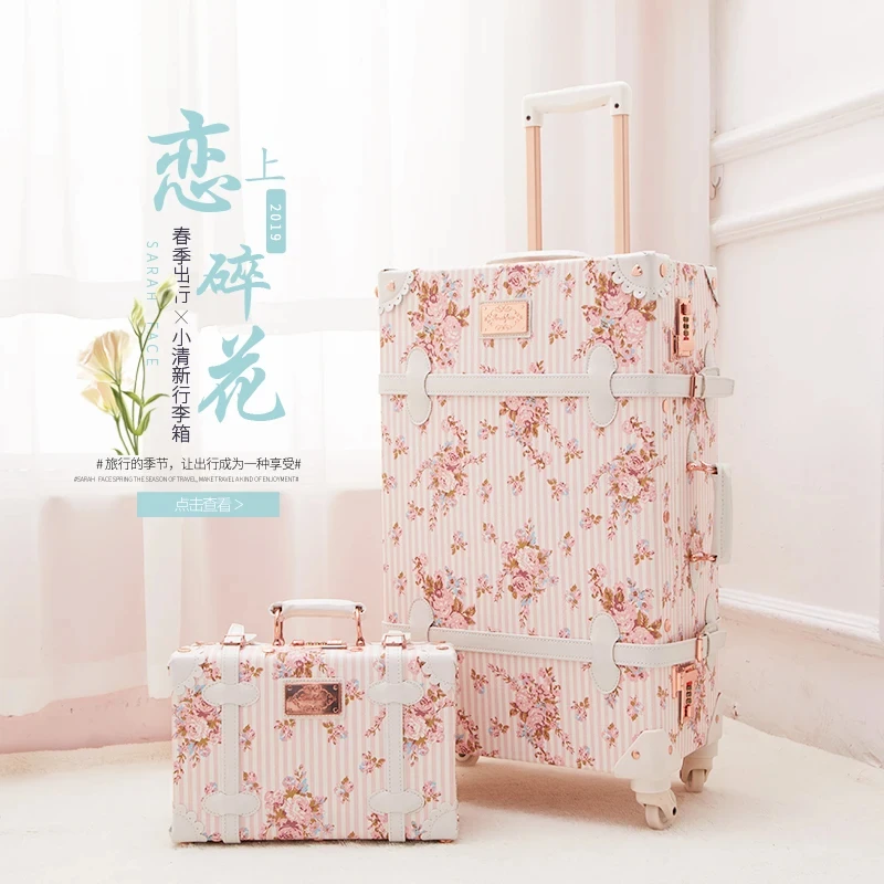 Women's 20 inch Suitcase luggage Hardside Rolling Spinner Retro Style for Travel suitcase set