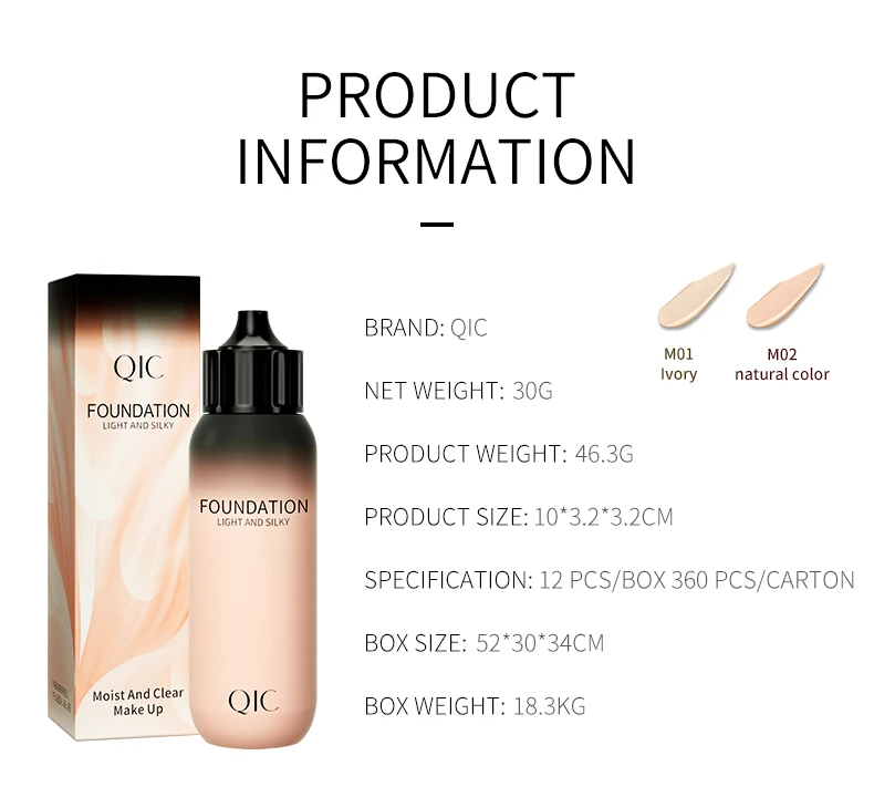 Description Picture 3 of item2 Shade Full Coverage Concealer Liquid Foundation makeup high coverage Base makeup cushion Foundation cream Natural Matte