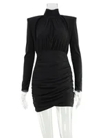 Solid Dresses For Women Fashion Sexy Streetwear Long Sleeves Turtleneck Sheath Mini Vestidos Robes Female Slim Fit Partywear