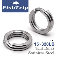 FishTrip Fishing Split Rings 30~200Pack Stainless Steel Heavy Duty Saltwater Lure Hook Fishing Connector Terminal Tackle 1