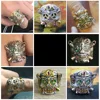 Customized 925 Sterling Silver Skull Lucky Ring Pendant Plated Gold Custom Letters Jewelry Accessories 5