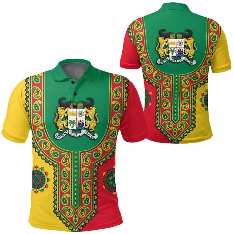 Benin Flag Map 3D Printed Polo Shirts For Men Clothes Casual Male Jersey Africa Country Dashiki POLO Shirt National Emblem Tops
