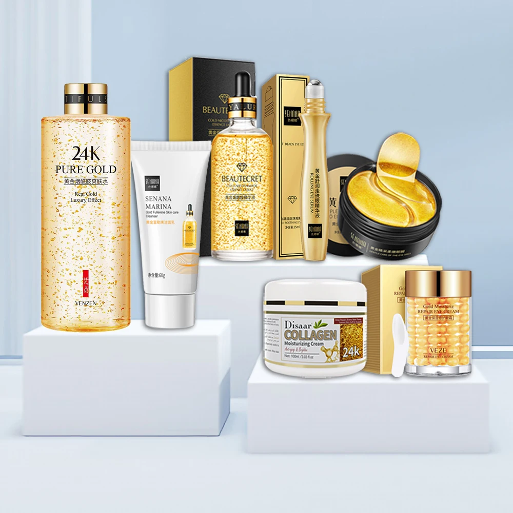 Face Care Set Face Cleanser 24K Gold Facial Cream Skin Care Face Serum
