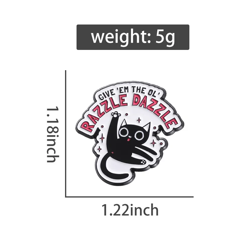 1 Pièce Mignon Chat Noir Blanc Émail Pins Broche De Sac À Poisson Sec Badge Animaux De Dessin