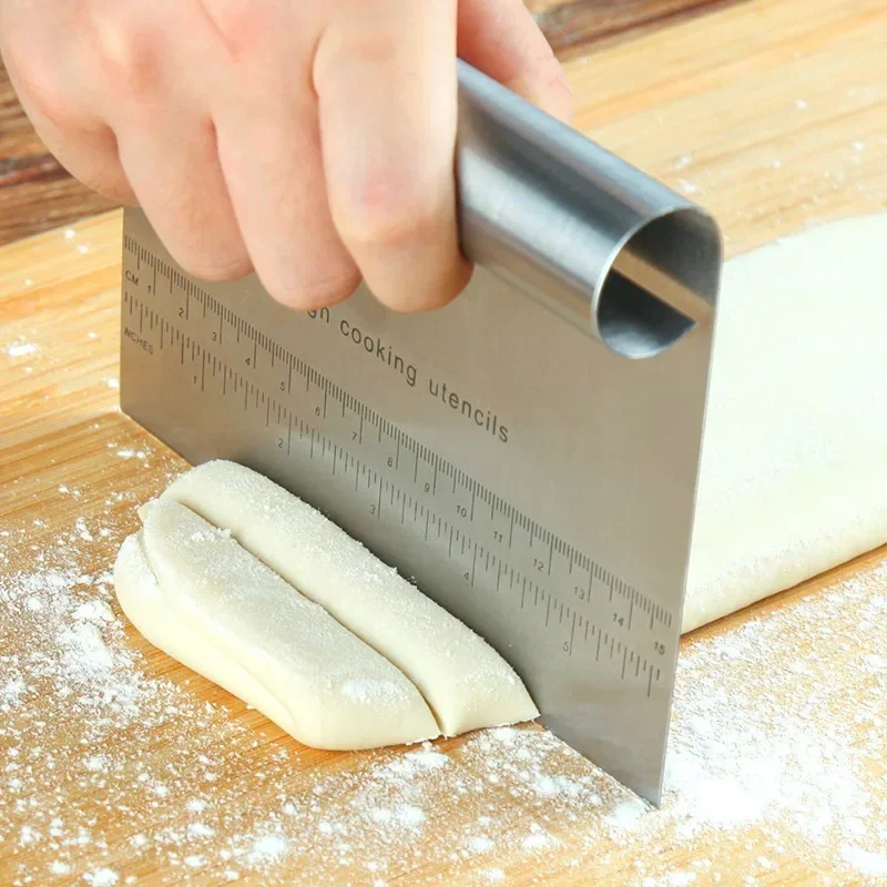 Stainless Steel Pastry Spatulas Cutter With Scale Pizza Dough Scraper Fondant Cake Decoration Tools Baking Kitchen Accessories 1