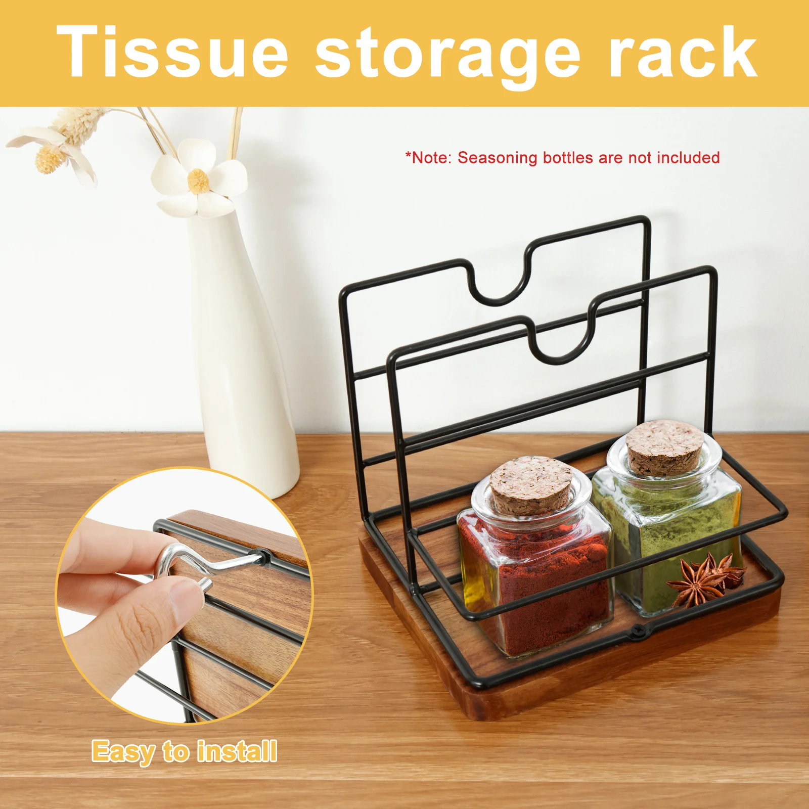 Napkin Holder Metal Table Napkin Holder with Weighted Base Multipurpose Napkin Salt and Pepper Dispenser for Kitchen Countertop 5