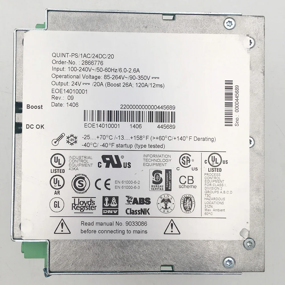 For Phoenix QUINT PS 1AC 24DC 20 2866776 24V 20A Switching Power Supply Perfect Test