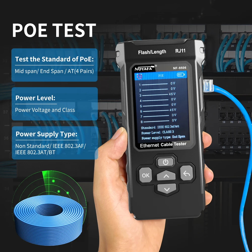 Noyafa Network Cable Tester with IP Scanner/PING Test Ethernet Cable Tester LCD Display Tracker CAT5 CAT6 Networt Tools network cable tester