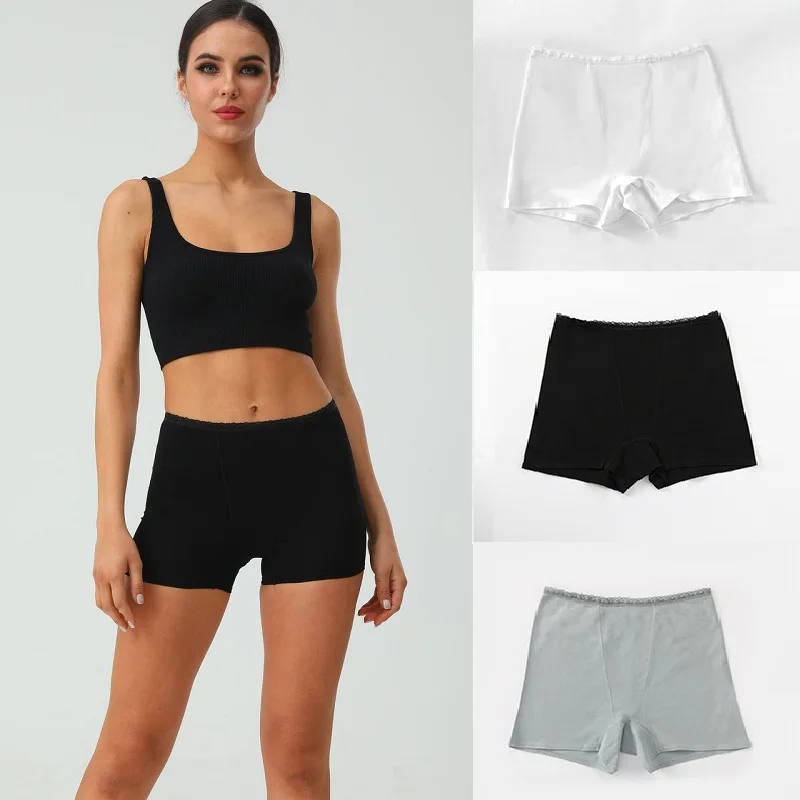 

3Pcs Womens 40Yarn Cotton Safety Short Pants Comfortable Breathable Plus Size High Waisted Trunks Soft Lingerie Wholesale Lots