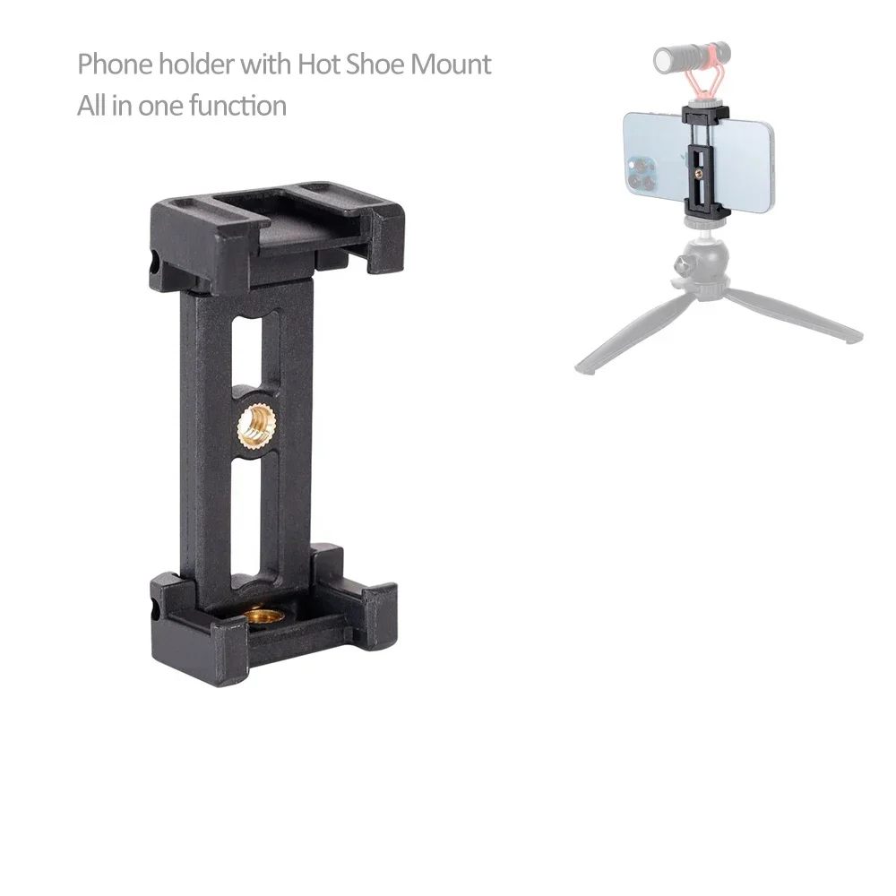 

TTTTUniversal Extendable 2.3-3.7'' Width Tripod U Clip Phone Holder With Hot Shoe Mount For Mobile Phone Flash Lighting Micropho