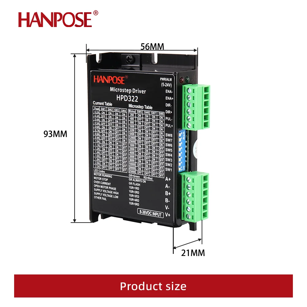 HPD322 controller driver 8-36VDC step servo driver for NEMA17 23 CNC hybrid servo motor For 3D Printer Monitor Equipment