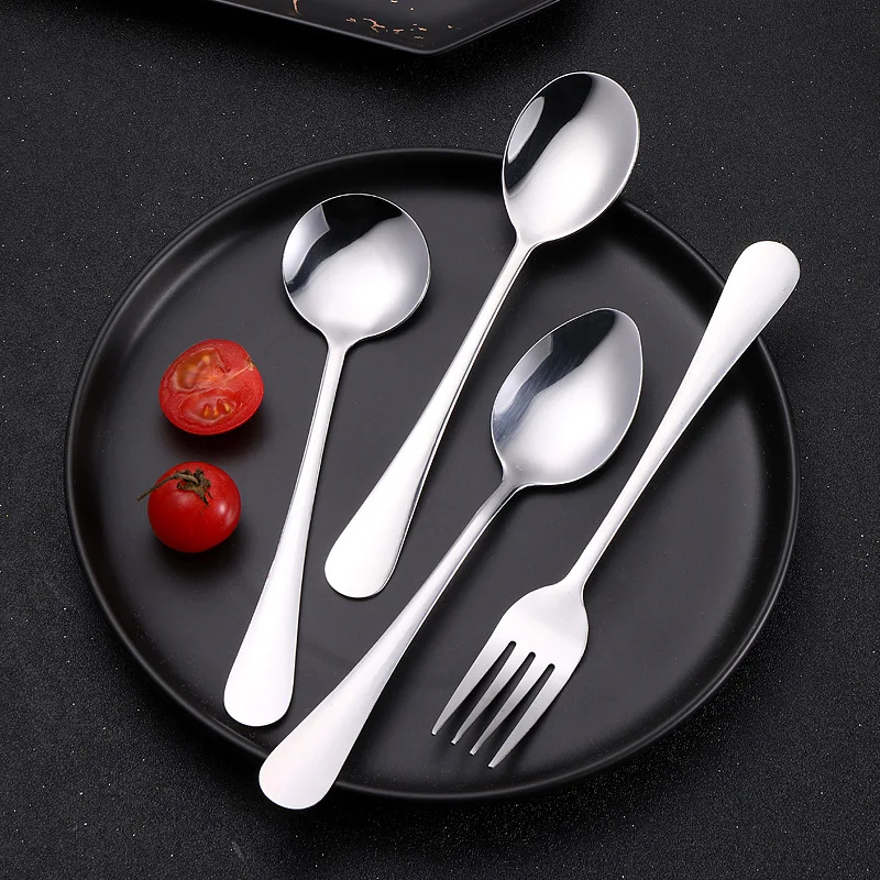 

1pcs Korean Stainless Steel Fork Spoon Long Handle Chopsticks Thicken Dinnerware Tableware Non-slip Dessert Ice Cream Spoon