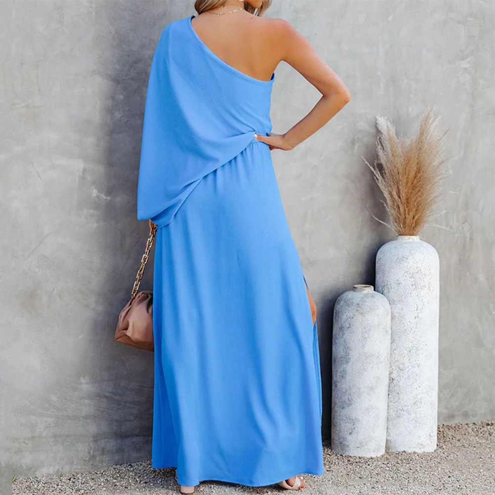 

Dresses For Woman Dress For Women Temperament With Sloping Collar Party Trapless Dress Wedding Batwing Sleeve Club