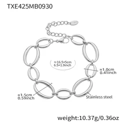 Elegant Two - Tone Stainless Steel Necklace and Bracelet Set - 18k Gold Plated Chunky Chain Jewelry (Bracelet - Silver)