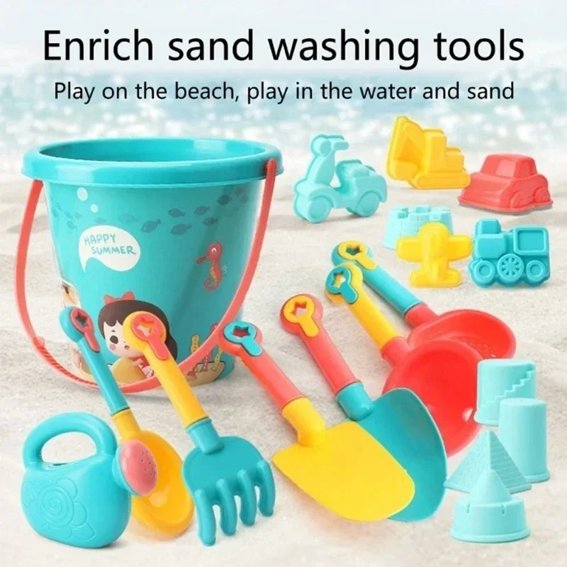 Children Sand Toys 18PCS Summer Beach Game Sand Bucket Shovel Silicone Sandbox Outdoor Water Fun Beach Toys kid gifts 2