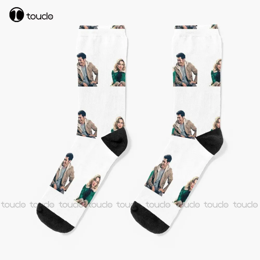 

Last Christmas Emilia Clarke Henry Golding Socks Socks For Girls Fashion Creative Leisure Funny Art Abstract Oil Painting Socks