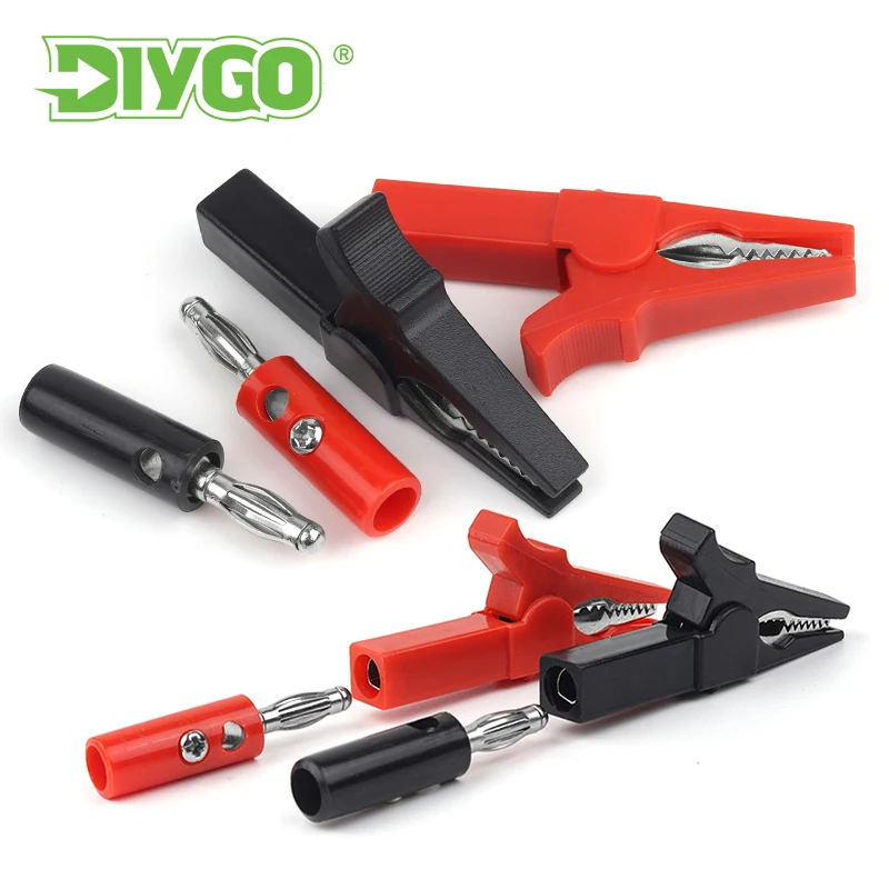 Red+Black 55mm Alligator Clips Banana Plug Test Probes 4mm Banana Plug Cable Clips For Multimeter Measure Tool Accessories 5Kit