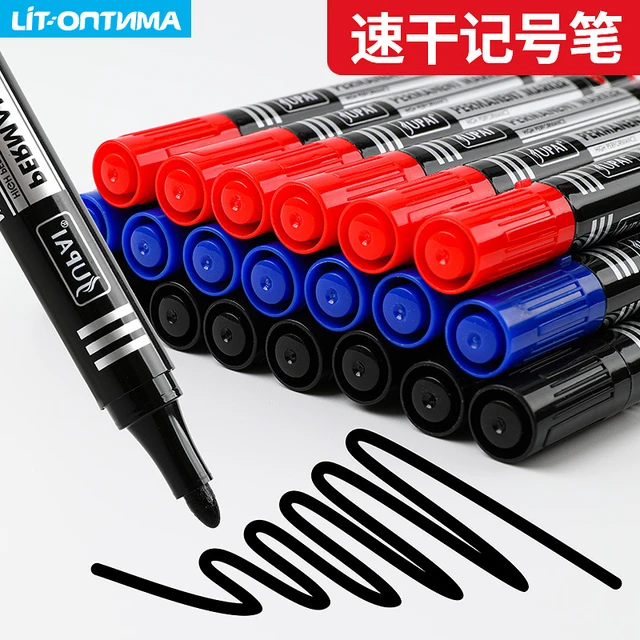 10pcs Waterproof Black Marker Pens With Broad Nib For Logistics, Quick  Drying And Non-erasable Pen For Tagging