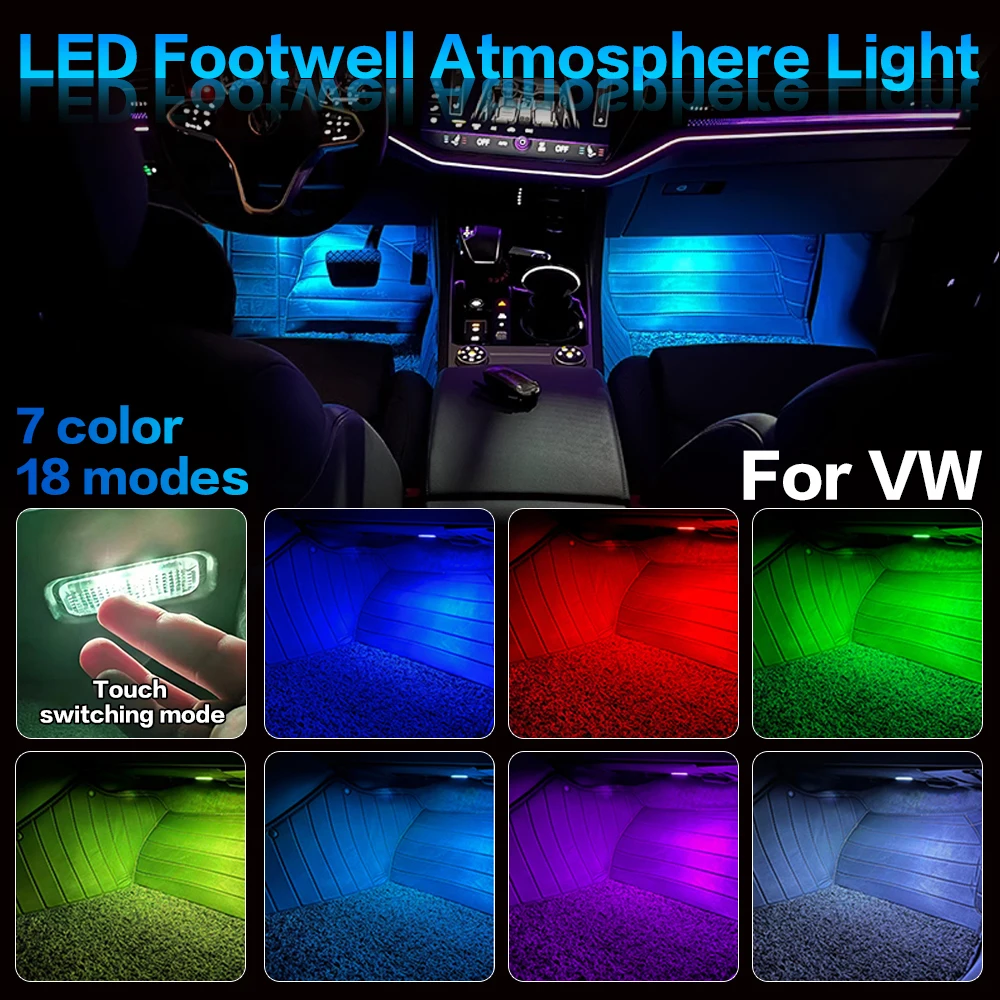 

LED Car Footwell Light Atmosphere Lamp Interior Decoration For VW Golf 6 MK6 Scirocco R Tiguan Touareg Passat B5 B6 CC Sharan 7N