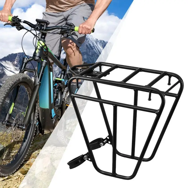 1pcs Bicycle Cycle Front Rack Heavy Duty Steel Cycling Front Bracket Luggage Shelf Cargo Rack Mountain Bike Front Rack