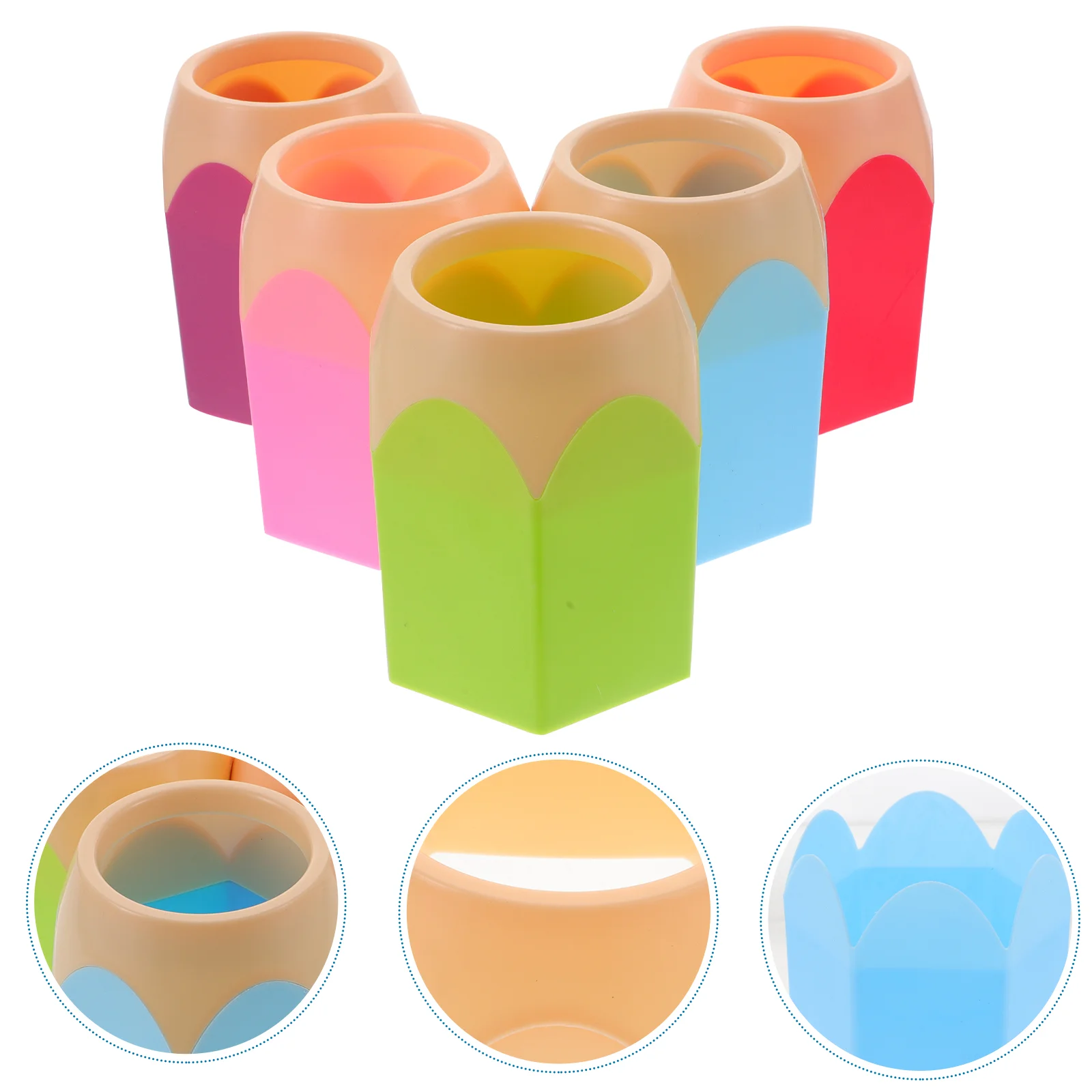 

Multi-Functional Office Plastic Pencil Pot Holder Classroom Home Pencil Head Color Pencils Organizer Box Pen Storage