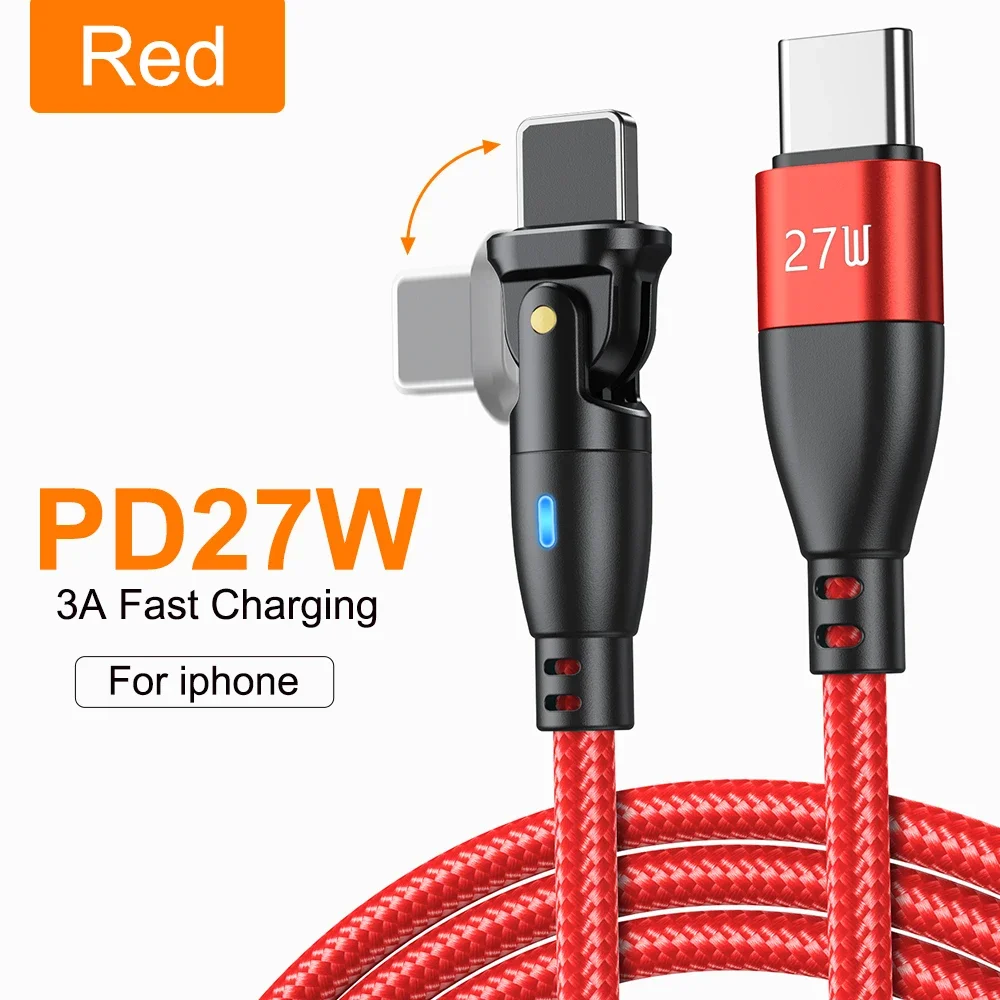 AUFU USB C to Lightning 27W Fast Charging Cable with 180° Rotating Design