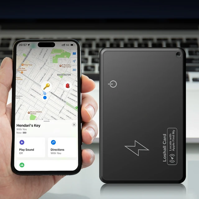 Wireless Charging GPS Locator Work with Apple Find My App Thin GPS Item Finder Smart Card Tracker for Luggage Tag Purse Passport 3