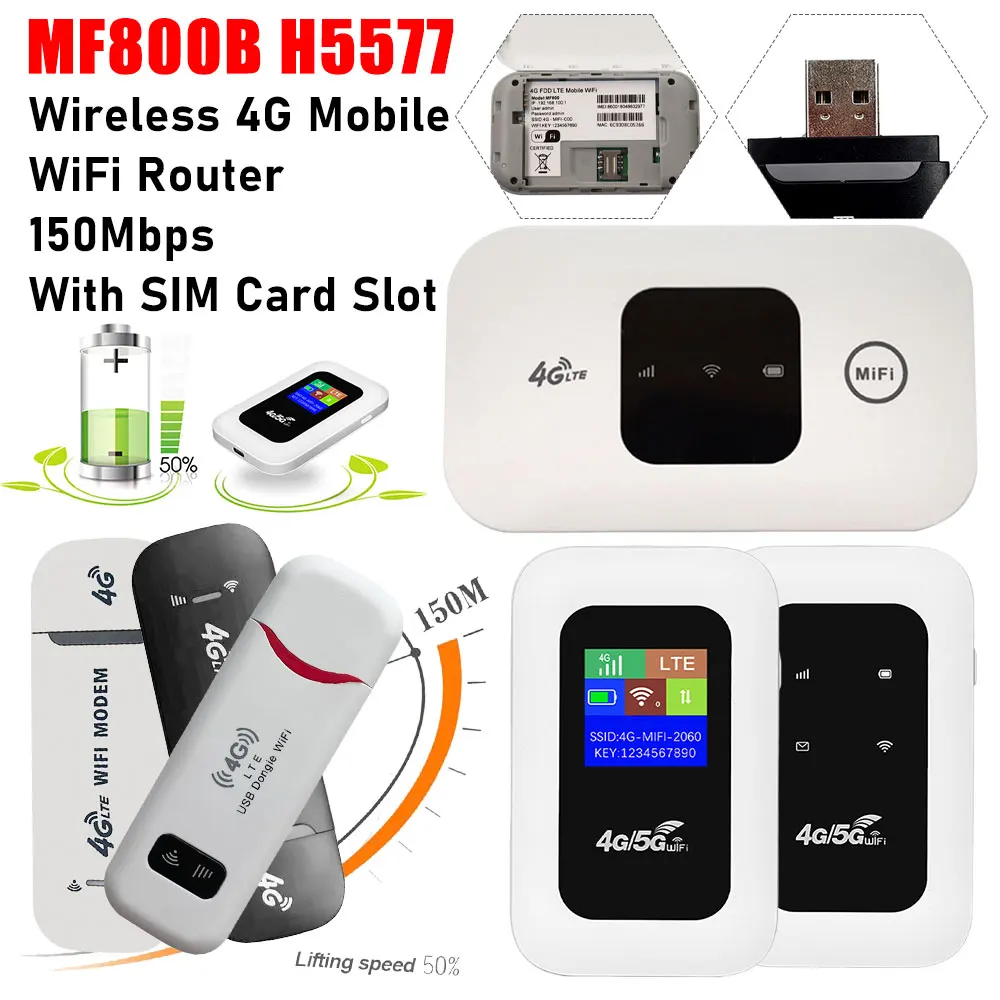 Portable 4G LTE WiFi Router with SIM Card Slot - High-Speed 150Mbps Connectivity