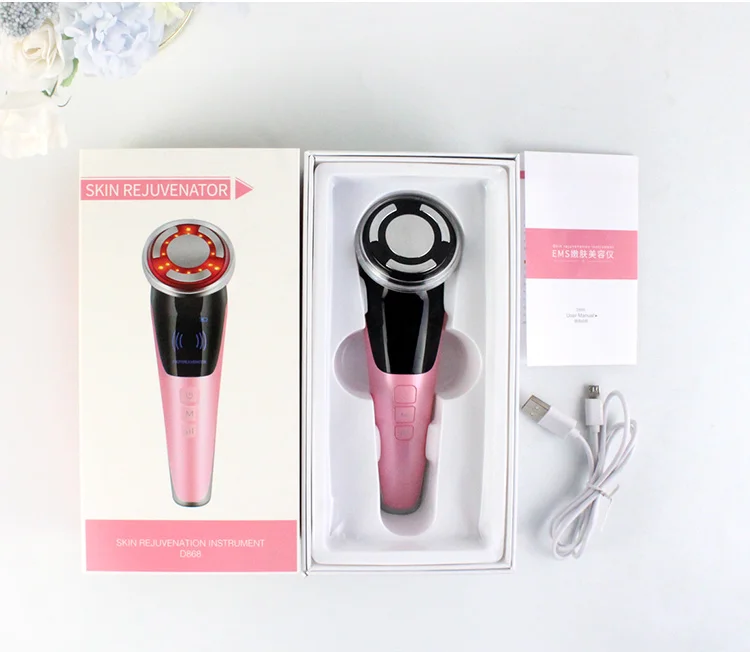 6 in 1 EMS Face Lifting Massager LED Photon Anti Aging Skin Tighten Firm Skin Ca