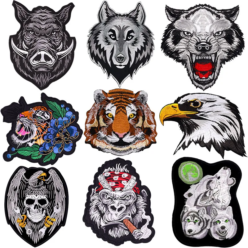 Large Patch Biker Back Iron-on Patches Badge Big Punk Animal Embroidery  Patches For Clothes DIY Sewing On Jacket Ironing Sticker