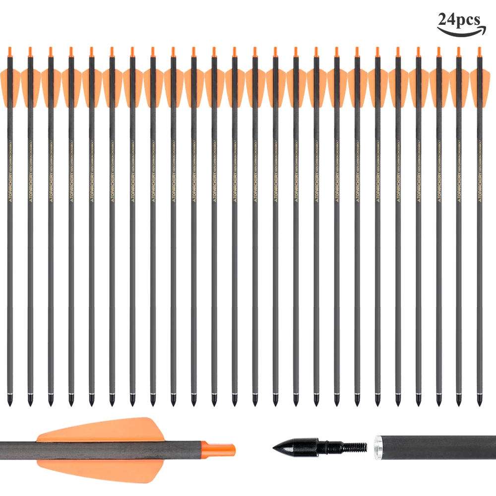 Premium Crossbow Bolts with Replaceable Arrow Tips - Pack of 12/24, 15-Inch, Spine 350, Ideal for Archery and Outdoor Hunting