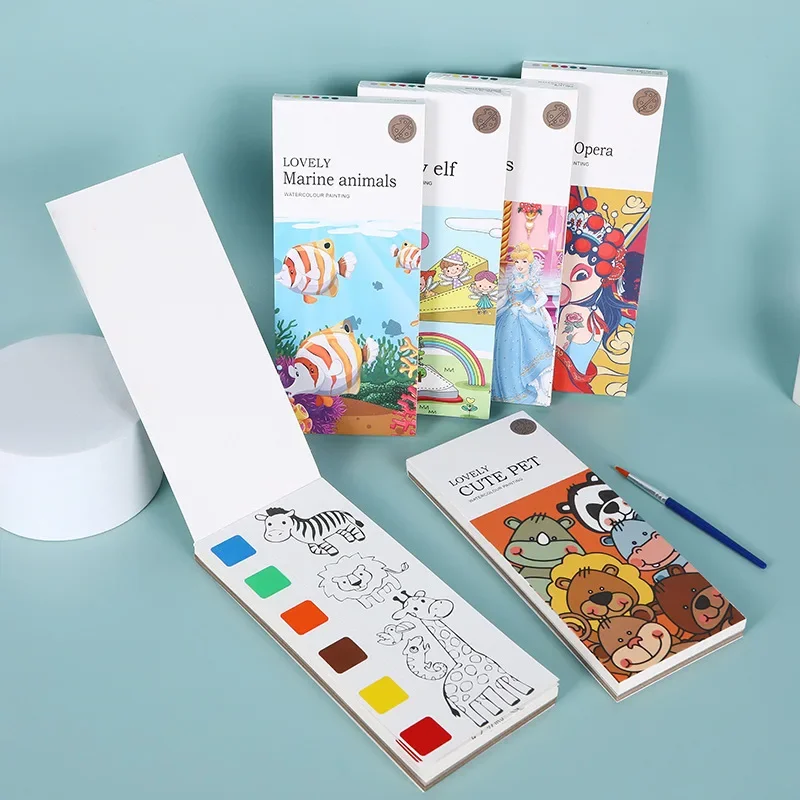 

Children's Watercolor Coloring Book Diy Coloring Dipped In Water Painting Handmade Gouache Graffiti Picture Book