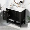 36" Bathroom Vanity with Sink Combo, Bathroom Sink Cabinet One Cabinet and Three Drawers, Solid Wood and MDF Board, Black 1