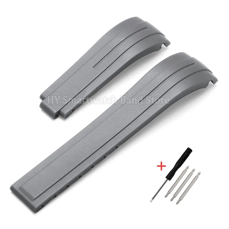 Curved End Rubber Watch Strap - Waterproof Replacement Bracelet