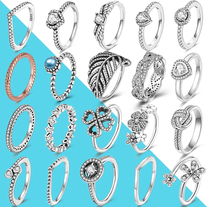 925 Silver Women Original Wedding Rings Sparking Zircon Knot Ring Elevated Heart Ring Classic Teardrop Halo Finger silver heart ring silver rings silver ring wedding rings