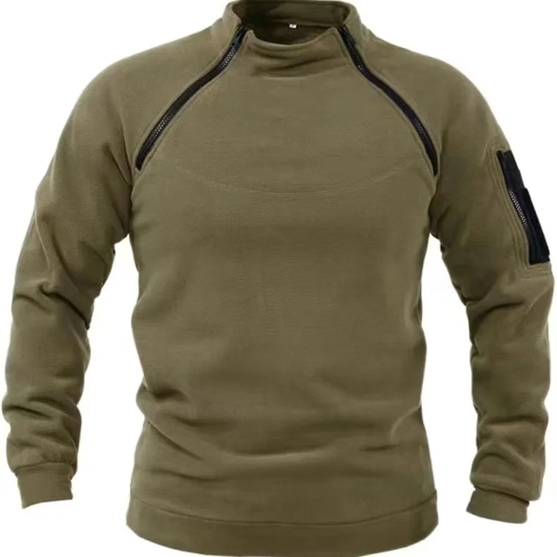 thumbnail image 1 of Chaquetas tácticas de lana Polar para exteriores para hombre, abrigo cálido con cremalleras a prueba de viento, ropa interior térmica para senderismo, jersey para acampada, caza y Camping, 1 of 5
