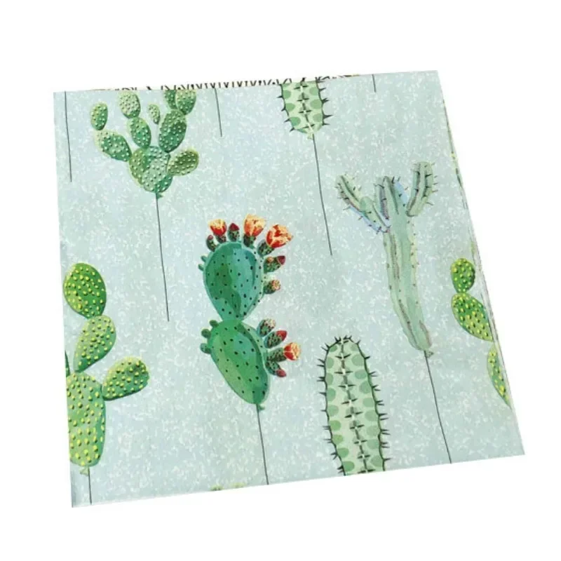 20pcs/Pac 33cm Colorful Printed Napkins Cactus Floral Square Paper Napkin Party Folded Mouth Cloth Wine Glass Flower Tissues paper napkins tissue paper decoration