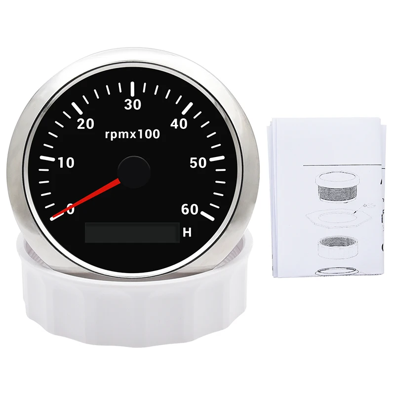 7 Color Backlight 85mm Tachometer For Marine Boat Motorcycle Car 3000 4000 6000 7000 8000 RPM Tacho Gauge With LCD Hourmeter