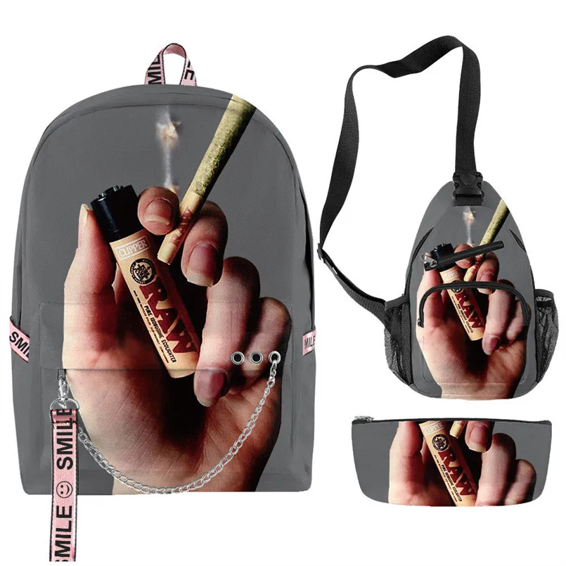 

Youthful RAW Natural Rolling Papers Cigar 3pcs/Set 3D Oxford Waterproof Notebook multifunction Backpack Chest Bag Pencil Case