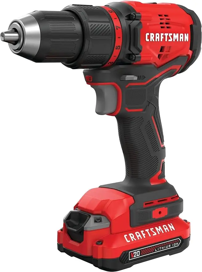 

CRAFTSMAN V20 Cordless Drill/Driver Kit 1/2 inch Battery and Charger Included (CMCD710C1)