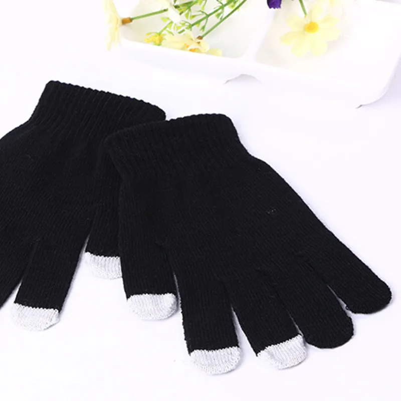

(3 pairs)Winter Touch Screen Gloves Women Men Warm Stretch Knit Mittens Imitation Full Finger Guantes Female Crochet Luvas Thick