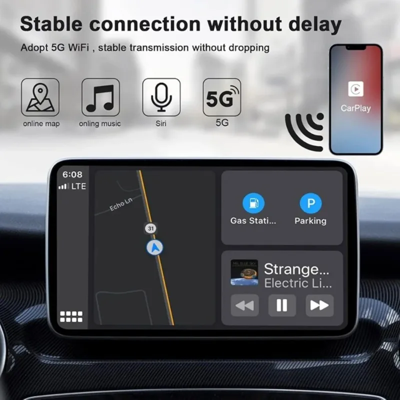 무선 CarPlay 어댑터 USB 플러그 앤 플레이 유선에서 무선으로 변환하는 동글 아이폰용 유선 CarPlay 차량용 자동 운전 액세서리