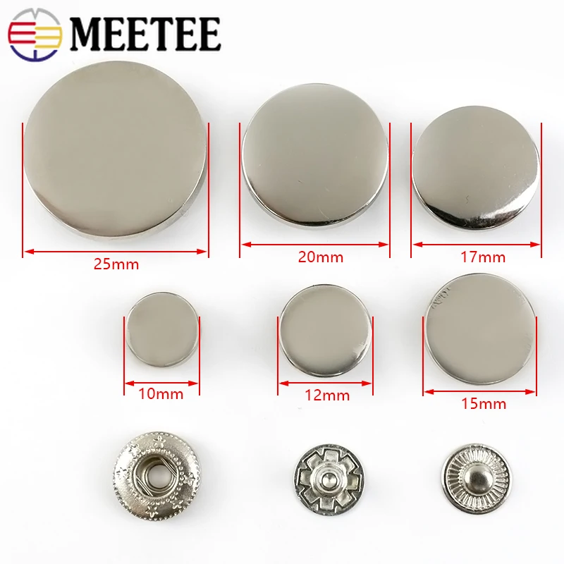 Meetee 10Sets 10/12/15/18/20/25mm Matal Snap Buttons Jeans Bag Decorative Buckle DIY Garment Sewing Button Craft Accessories 4