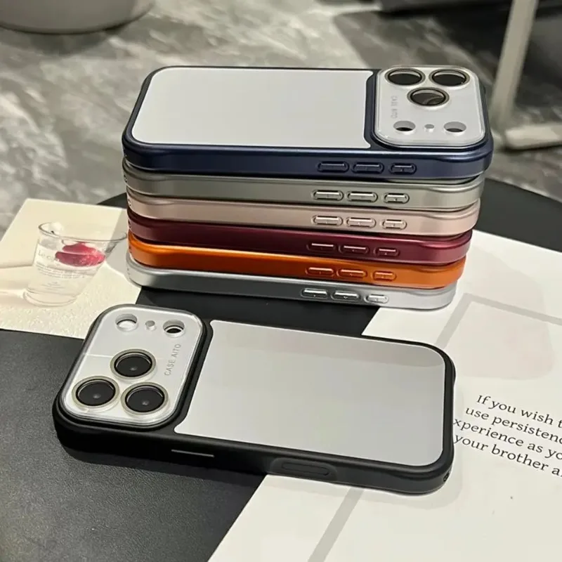 Shockproof Frosted Silver Phone Case with Glass Camera Protection & Bumper Design
