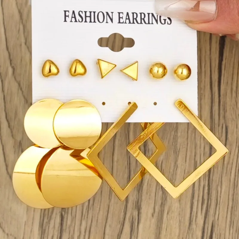 European and American style earring set creative and minimalist earring alloy metal earrings pearl earrings for women