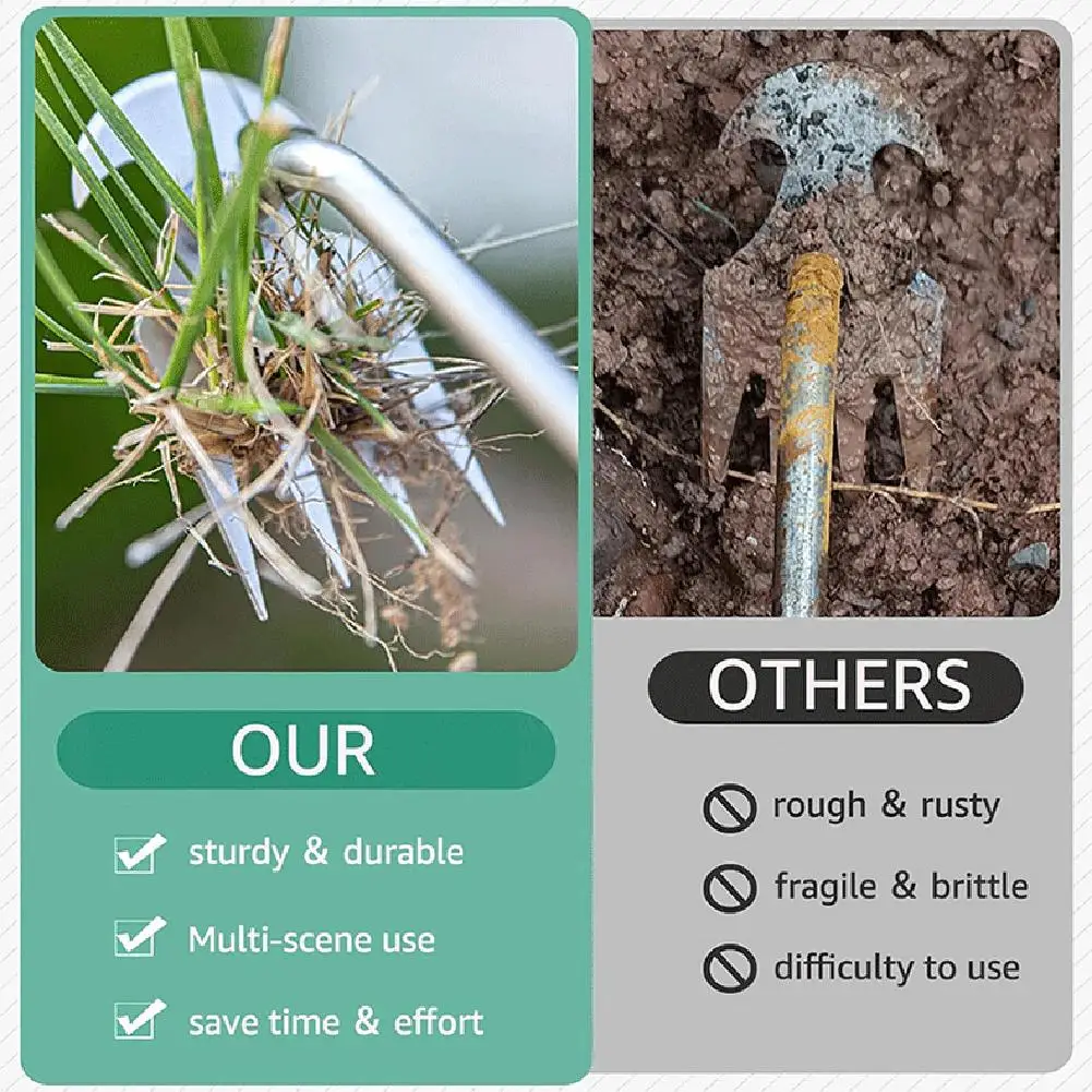 스테인리스 스틸 수동 잡초 제거 키트, 다기능 잡초 제거, 뿌리 뽑기 도구, 정원 정원 잡초 도구