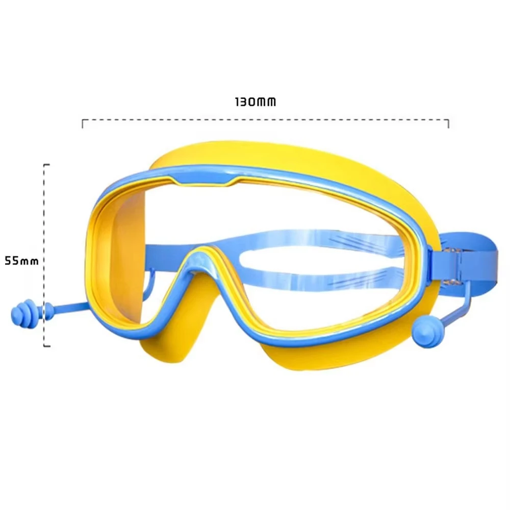 Outdoor Swim Goggles Large Frame Waterproof Anti-Fog UV Protection Glasses With Earplugs Anti Fog No Leak For 14 Years And Above