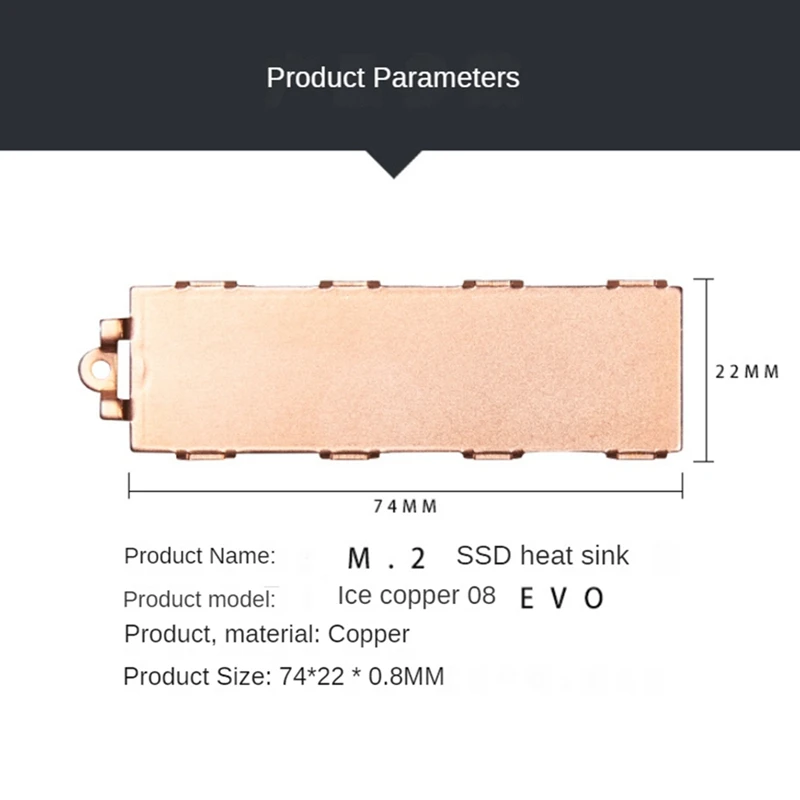 Copper M.2 SSD Heat Sink Radiator Silicone Thermal Pad M.2 SSD Hard Disk Cooling Heatsink for M2 2280 Easy Install