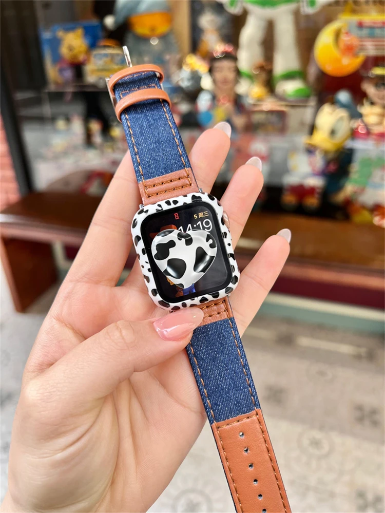 Retro Denim Canvas Strap For Apple Watch Band 45 44mm 40mm 49mm